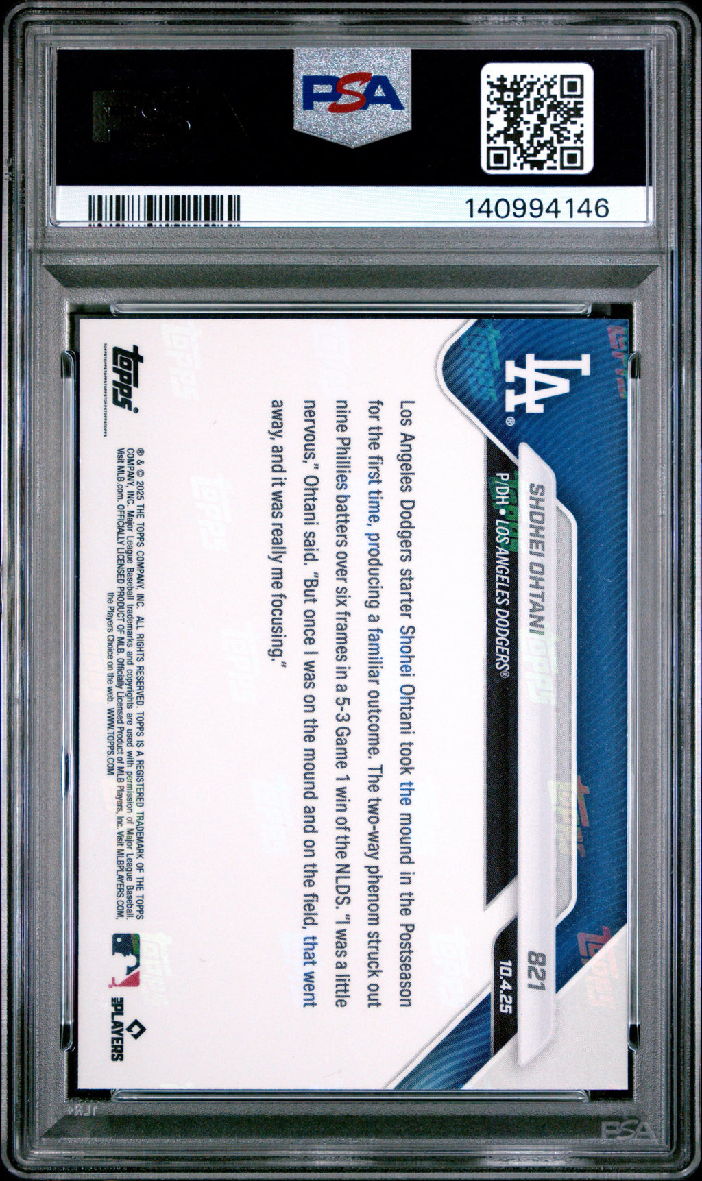 Shohei Ohtani Dodgers PSA