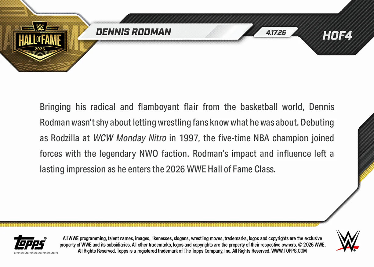 2026 Topps NOW WWE Dennis Rodman - Too Sweet! Basketball Legend Inducted into WWE HOF #HOF4