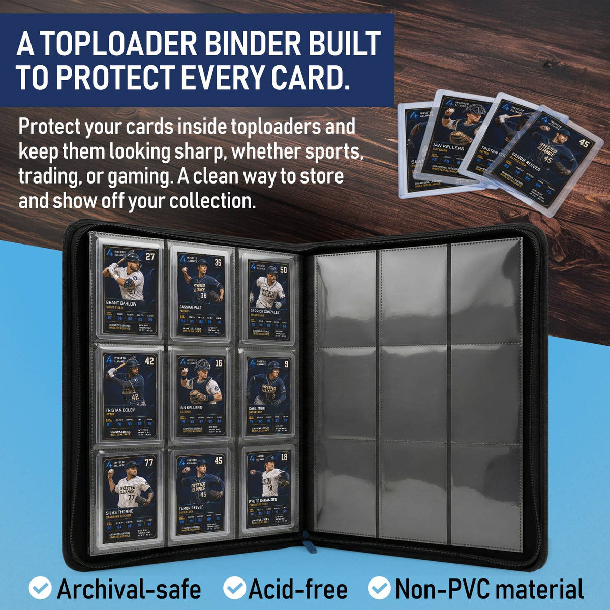 Invested Alliance Premium Toploader Binder – Black, 288 Capacity