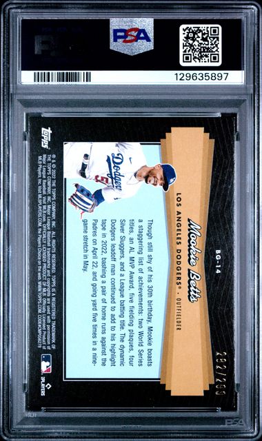 2022 Topps Update #BG14 Mookie Betts Black Gold-Black PSA 7 NM /299