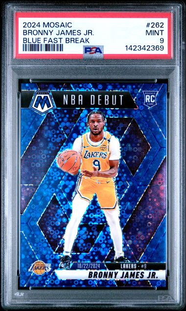 2024-25 Panini Mosaic #262 Bronny James Jr. NBA Debut Blue Fast Break PSA 9 MINT /85