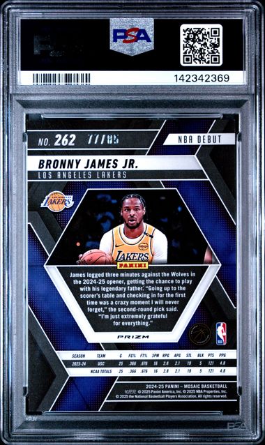 2024-25 Panini Mosaic #262 Bronny James Jr. NBA Debut Blue Fast Break PSA 9 MINT /85