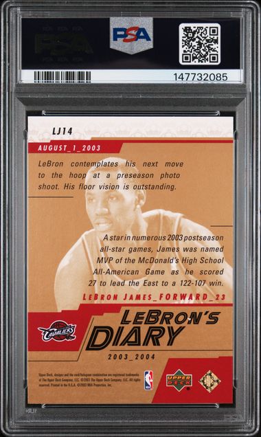 2003-04 Upper Deck #LJ14 LeBron James LeBron's Diary PSA 8 NM-MT