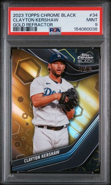 2023 Topps Chrome Black #34 Clayton Kershaw Gold Refractor PSA 9 MINT /50