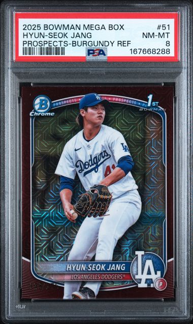 2025 Bowman Mega Box Hyun-Seok Jang Prospects Burgundy Refractor #51 PSA 8 | Cert 167668288