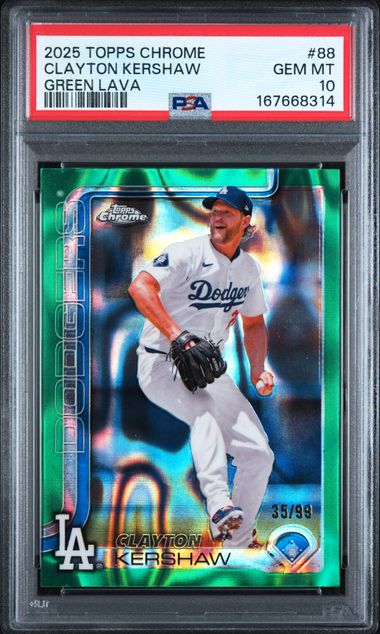 2025 Topps Chrome Clayton Kershaw Green Lava #88 PSA 10 | Cert 167668314