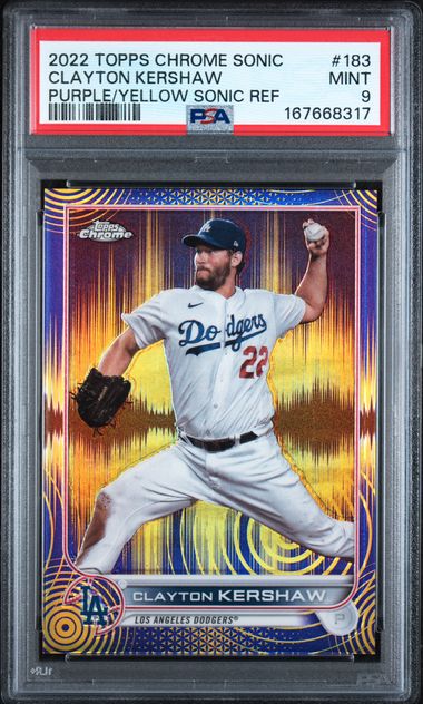 2022 Topps Chrome Sonic Clayton Kershaw Purple/Yellow Sonic Refractor #183 PSA 9 | Cert 167668317