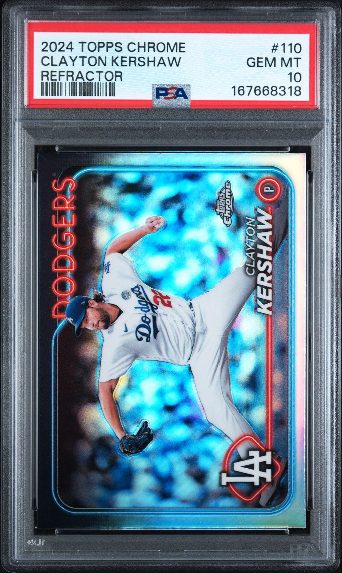 2024 Topps Chrome Clayton Kershaw Refractor #110 PSA 10 Cert 167668318