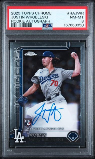 2025 Topps Chrome Justin Wrobleski Rookie Autograph #RAJWR PSA 8 | Cert 167668350