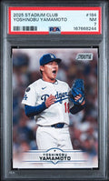 2025 Topps Stadium Club Yoshinobu Yamamoto #184 PSA NM 7 certificate 167668244