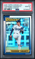 2025 Topps Chrome Update 1990 Topps Chrome Yoshinobu Yamamoto #14 PSA 10 certificate 167668247