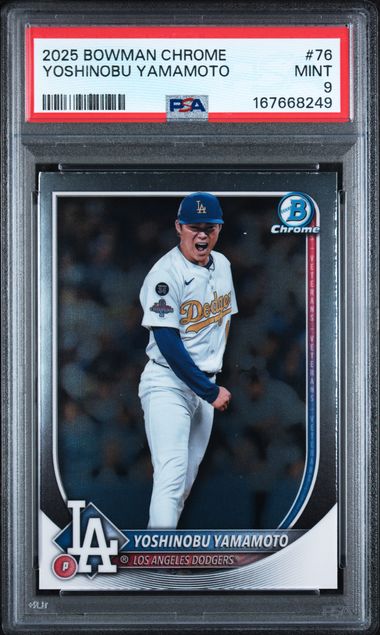 2025 Bowman Chrome Yoshinobu Yamamoto #76 PSA MINT 9 certificate 167668249