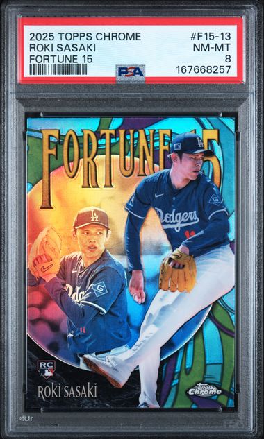 2025 Topps Chrome Roki Sasaki Fortune 15 #F15-13 PSA NM-MT 8 certificate 167668257
