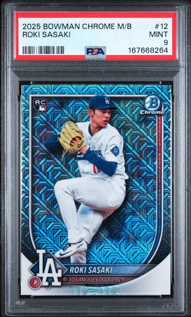 2025 Bowman Chrome M/B Roki Sasaki #12 PSA MINT 9 certificate 167668264