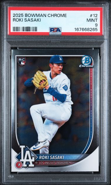 2025 Bowman Chrome Roki Sasaki #12 PSA MINT 9 certificate 167668265
