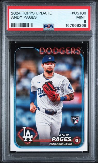 2024 Topps Update Andy Pages #US108 PSA MINT 9 certificate 167668268