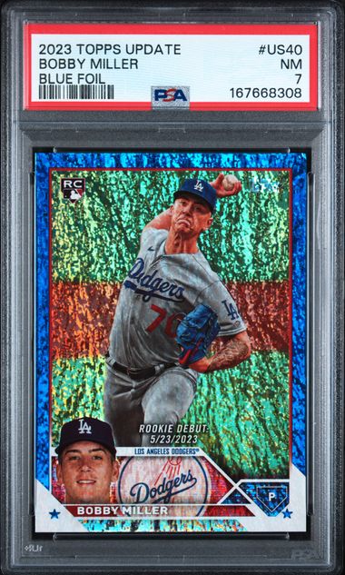 2023 Topps Update Bobby Miller Blue Foil #US40 PSA 7 | Cert 167668308