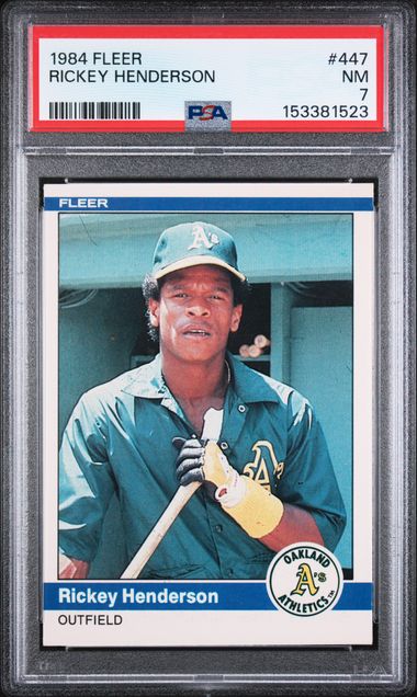1984 Fleer #447 Rickey Henderson PSA NM 7 slab