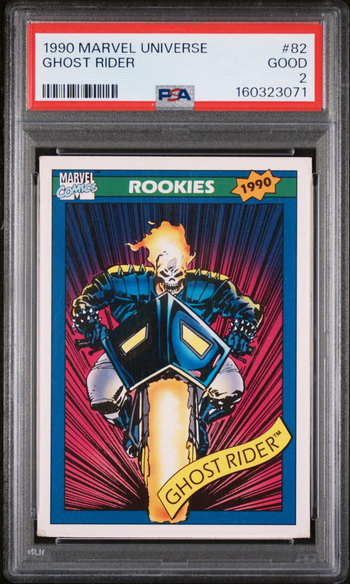 1990 Marvel Universe #82 Ghost Rider Rookies graded PSA 2 slab