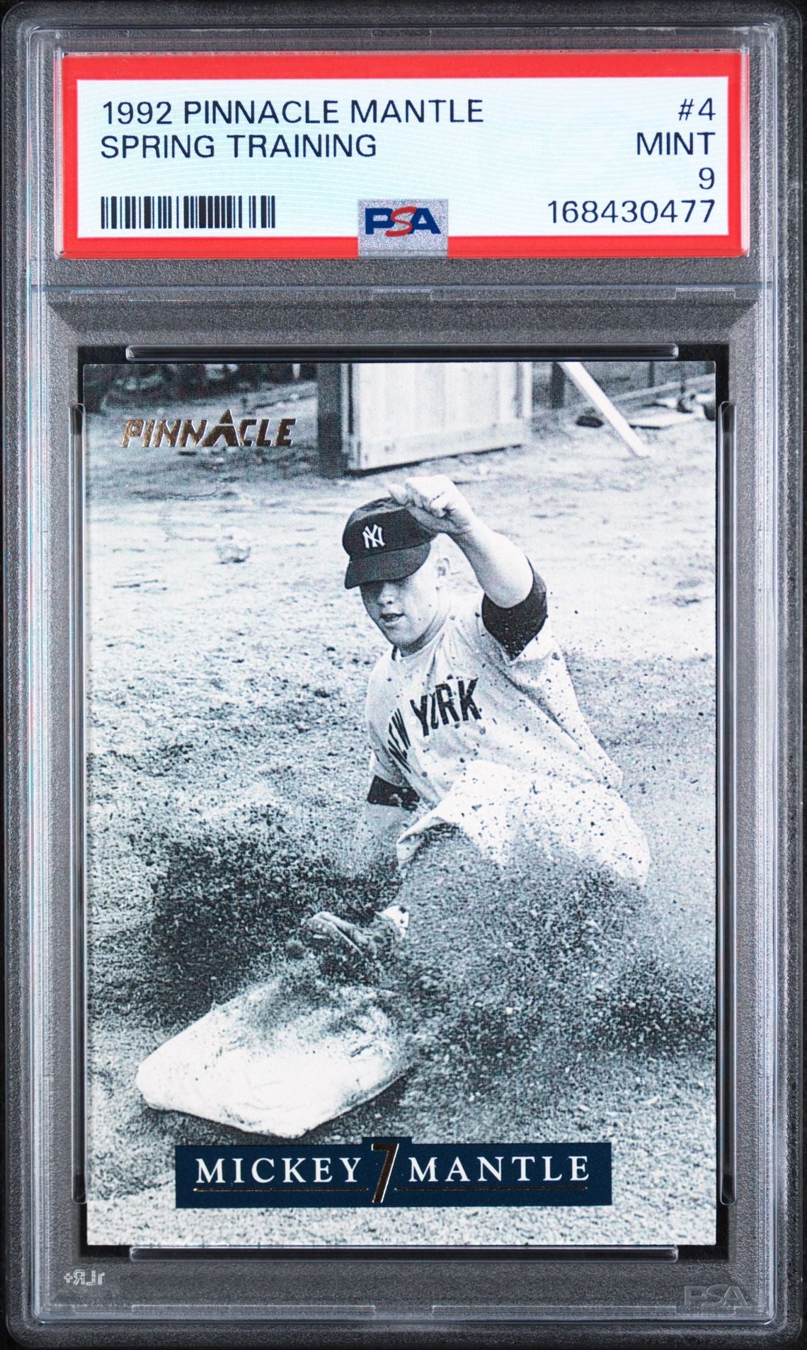 1992 Pinnacle Mantle #4 Spring Training Mickey Mantle PSA 9 slab