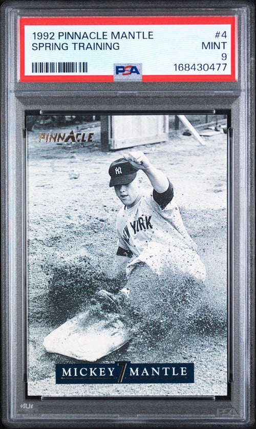 1992 Pinnacle Mantle #4 Spring Training Mickey Mantle PSA 9 slab