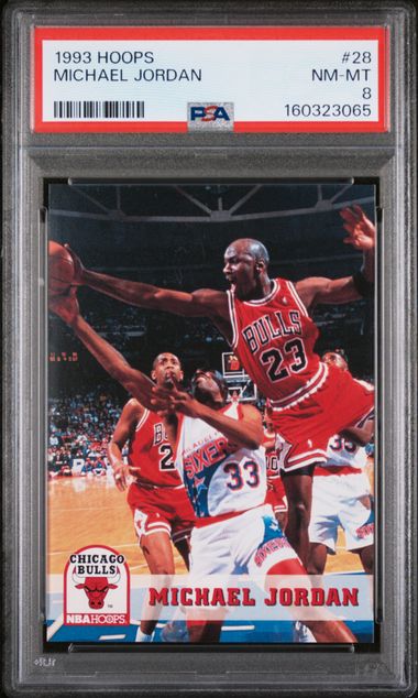 1993-94 NBA Hoops #28 Michael Jordan graded PSA 8 slab