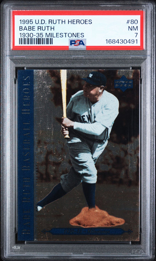 1995 Upper Deck Ruth Heroes Babe Ruth #80 1930–35 Milestones PSA 7 slab