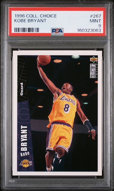 1996-97 Collector's Choice #267 Kobe Bryant rookie graded PSA 9 slab, certificate 160323063
