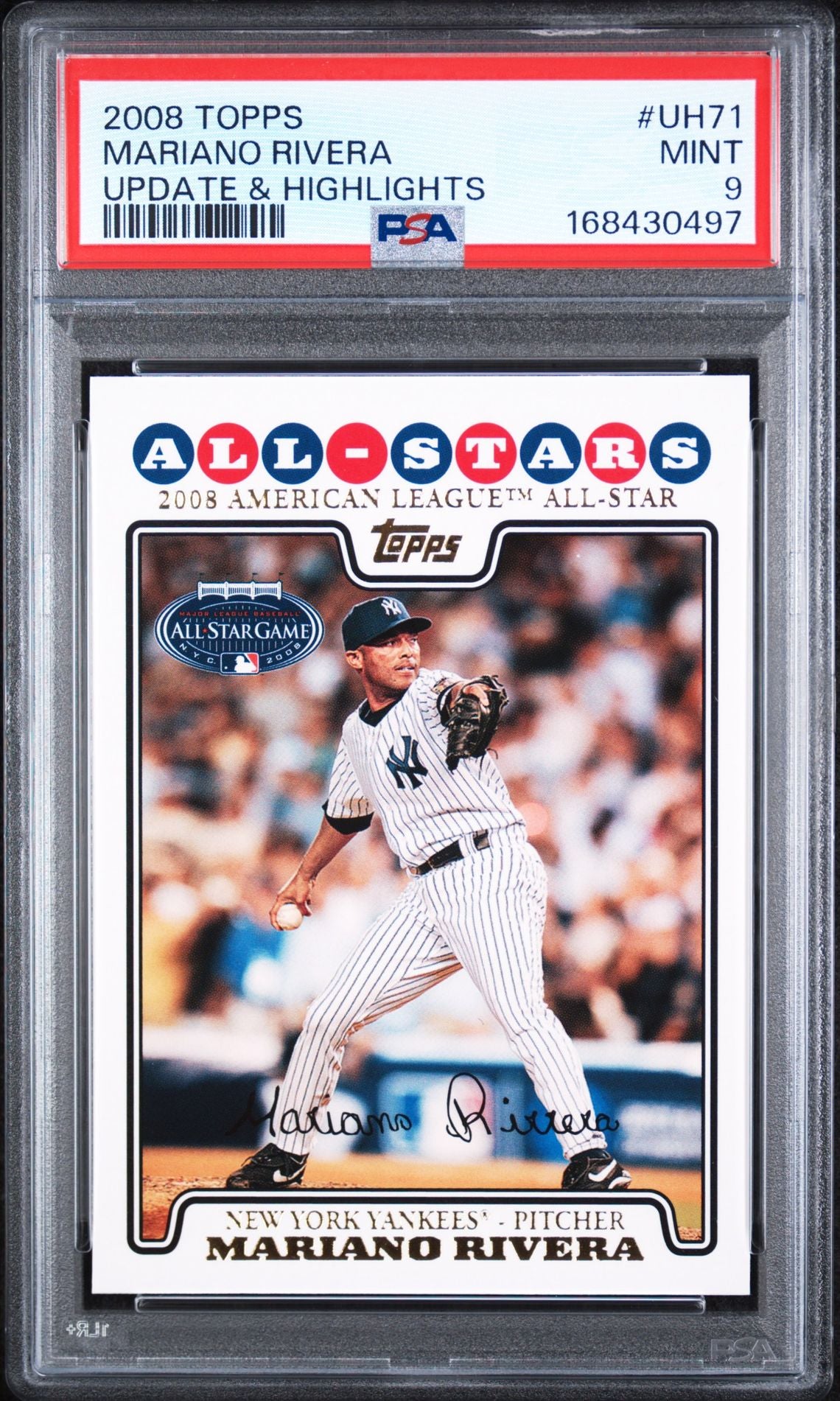 2008 Topps Update & Highlights #UH71 Mariano Rivera All-Stars PSA MINT 9 slab