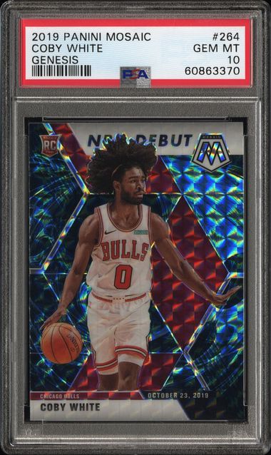 2019 Panini Mosaic Coby White #264 NBA Debut Genesis RC PSA 10 Gem Mint