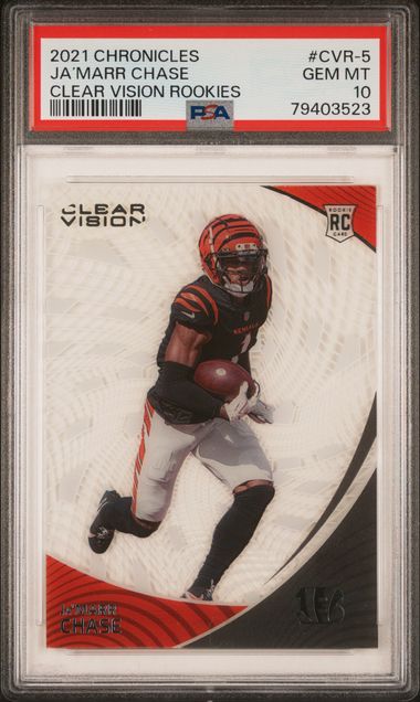 2021 Panini Chronicles Ja'Marr Chase #CVR-5 Clear Vision Rookies RC PSA 10 Gem Mint