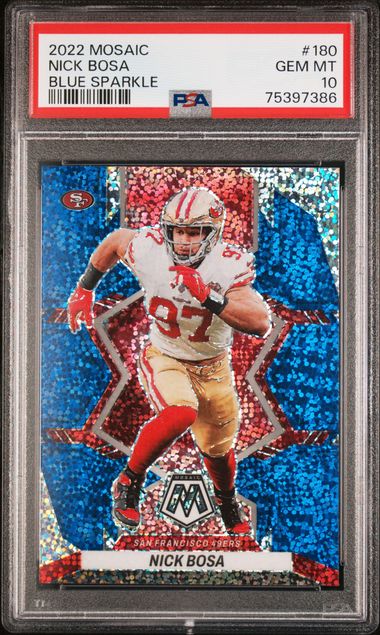 2022 Panini Mosaic Nick Bosa #180 Blue Sparkle PSA 10 Gem Mint