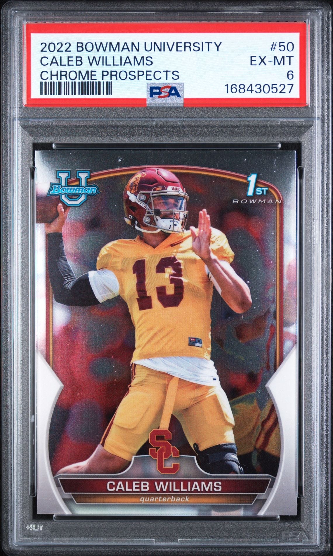 2022 Bowman University Chrome Prospects Caleb Williams PSA 6 slab