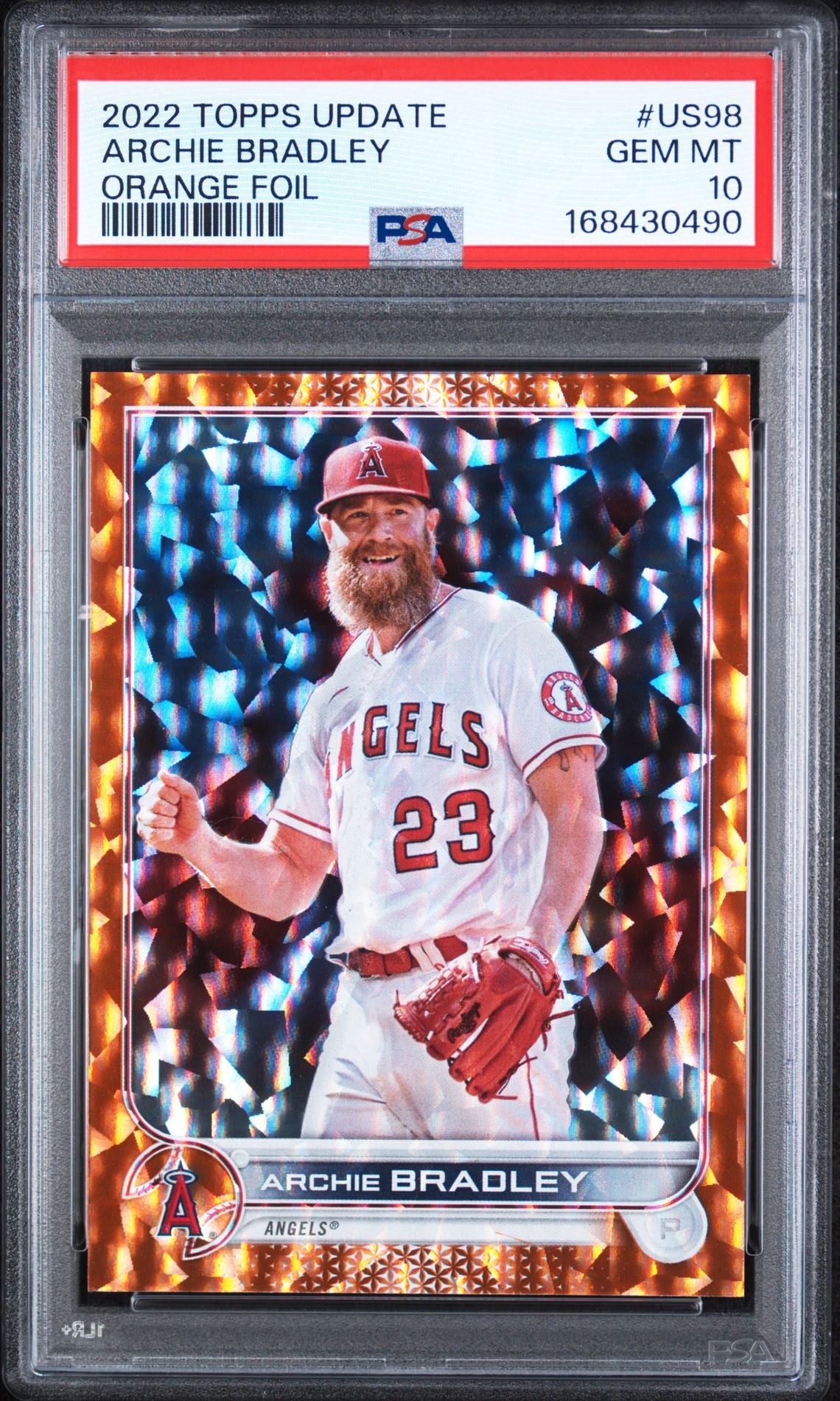 2022 Topps Update Archie Bradley #US98 Orange Foil PSA 10 slab