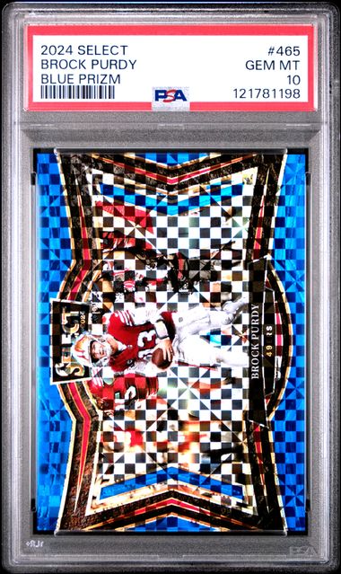 2024 Panini Select Brock Purdy #465 Blue Prizm PSA 10 Gem Mint