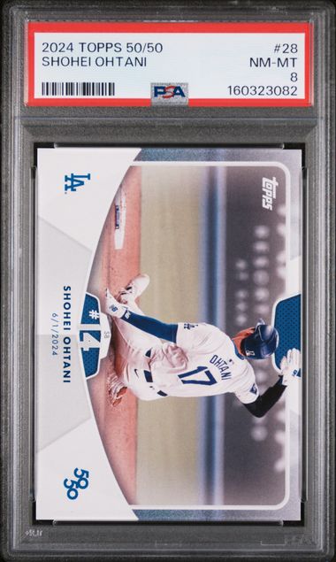 2024 Topps 50/50 #28 Shohei Ohtani graded PSA 8 slab