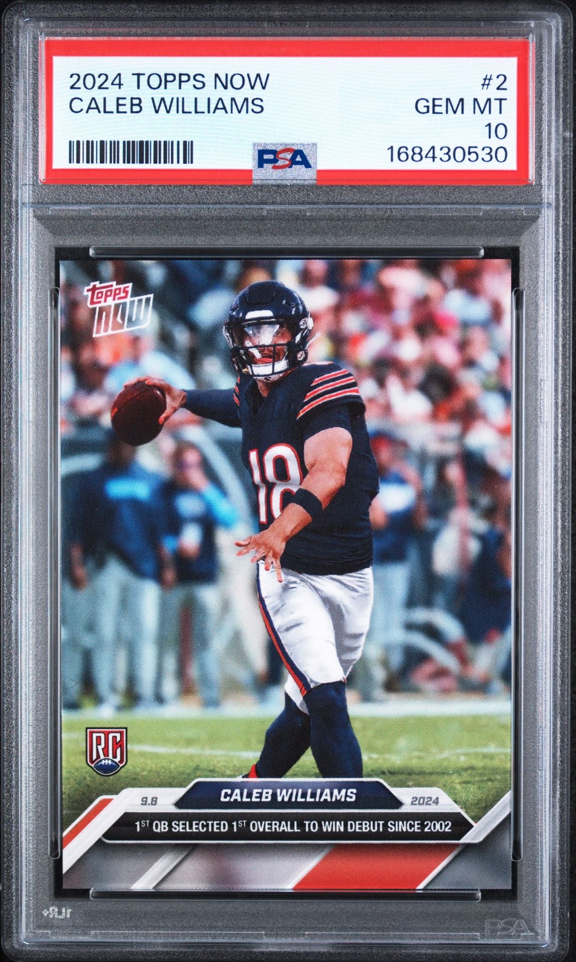 2024 Topps Now Caleb Williams PSA 10 slab