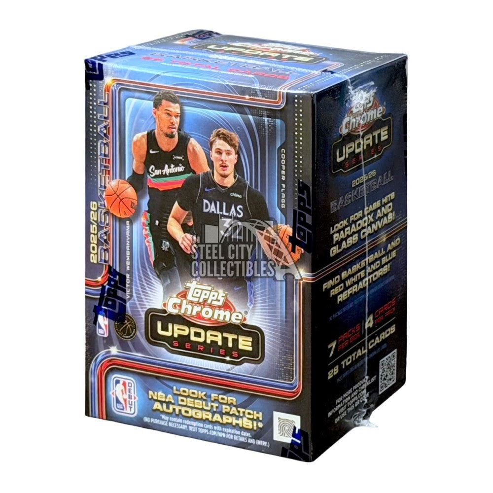 2025-26 Topps Chrome Update Series Basketball Blaster Box trading cards packaging