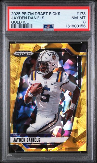 2025 Panini Prizm Draft Picks Jayden Daniels #178 Gold Ice PSA 8 NM-MT