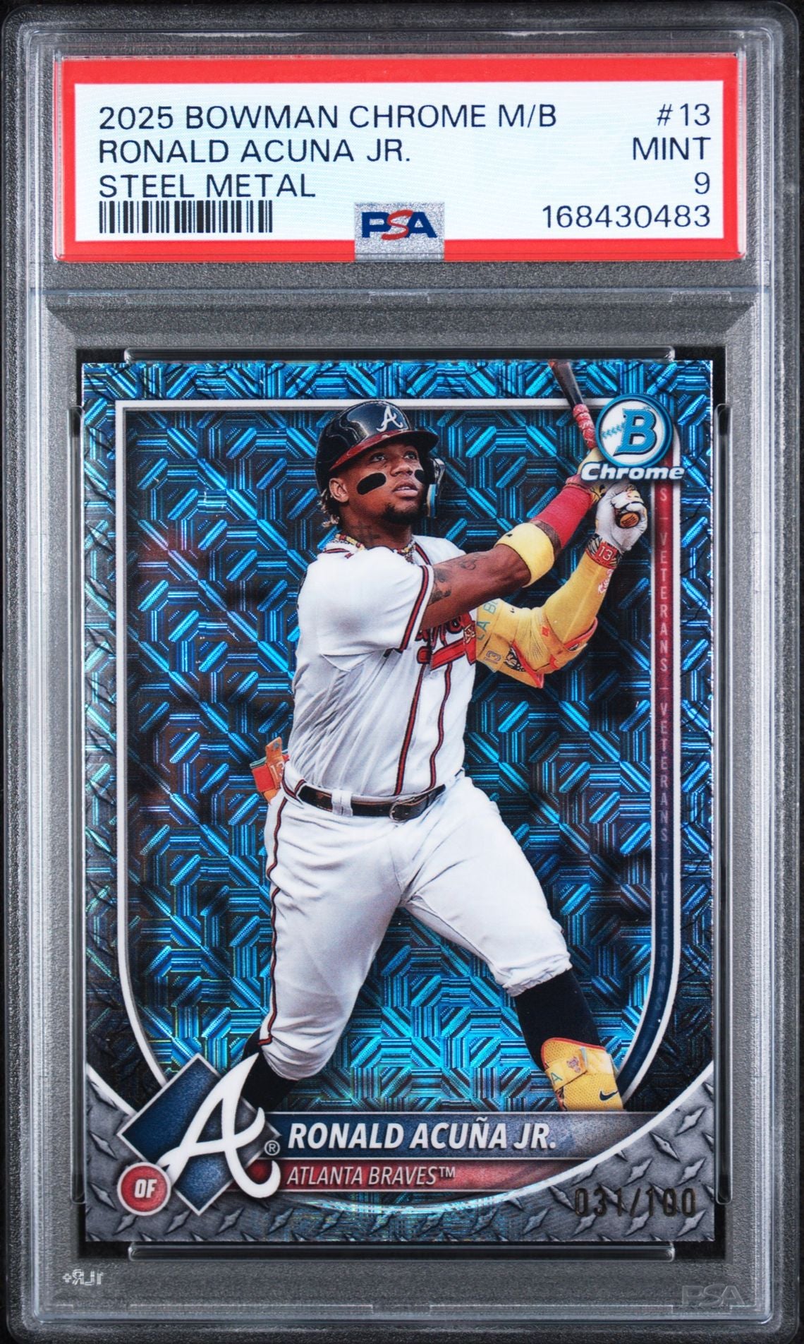 2025 Bowman Chrome Mega Box Ronald Acuña Jr. Steel Metal PSA 9 slab