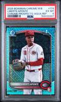 2025 Bowman Chrome Mega Box Liberts Aponte Aqua Refractor /299 PSA 6 slab