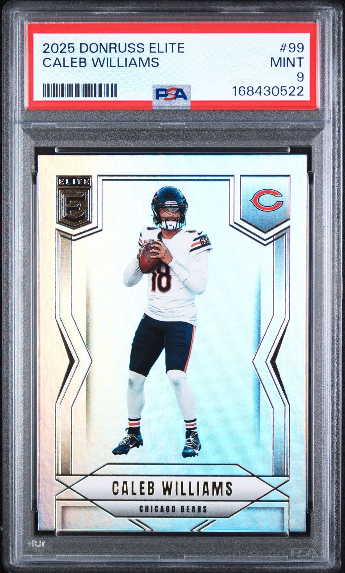 2025 Panini Donruss Elite Caleb Williams PSA 9 slab