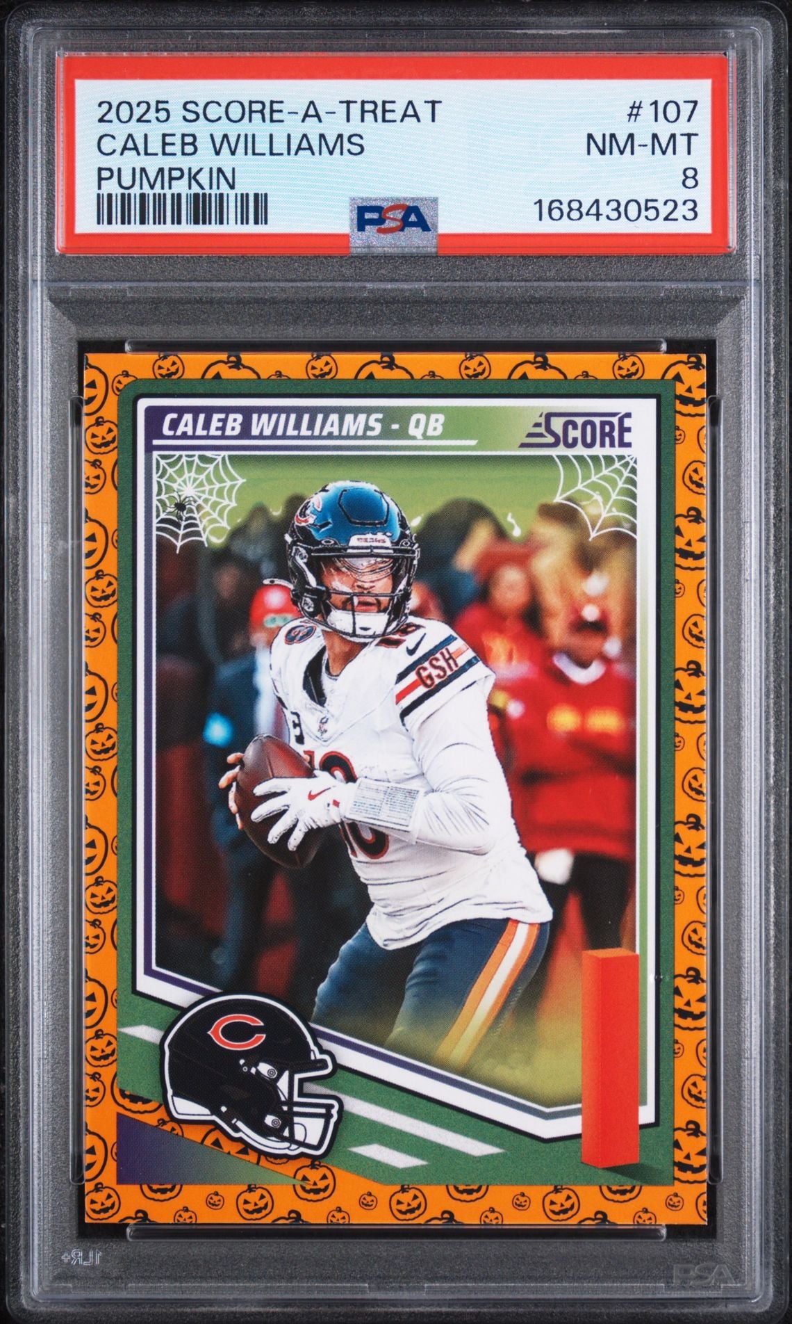 2025 Panini Score-A-Treat Caleb Williams Pumpkin PSA 8 slab