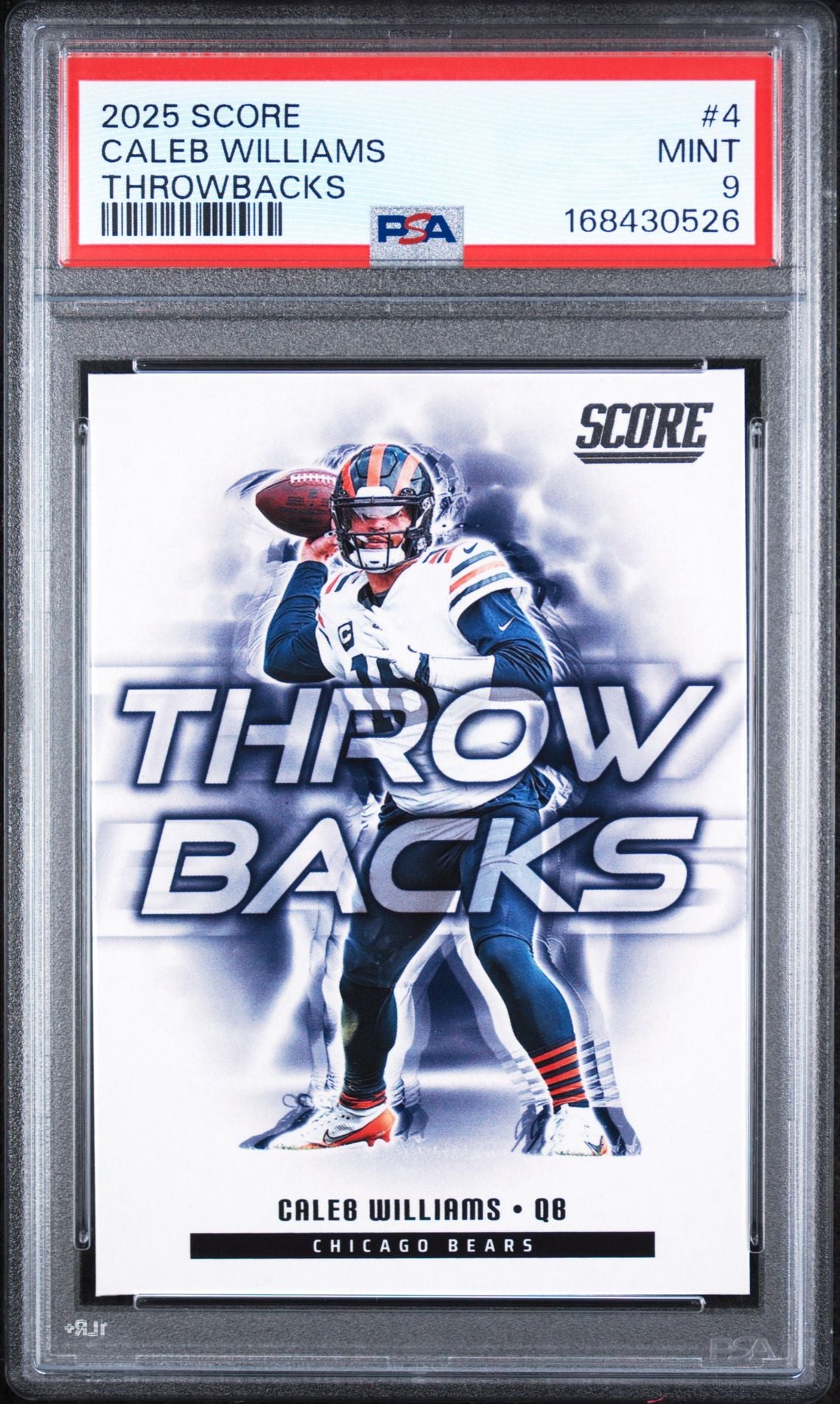 2025 Score Throwbacks Caleb Williams PSA 9 slab