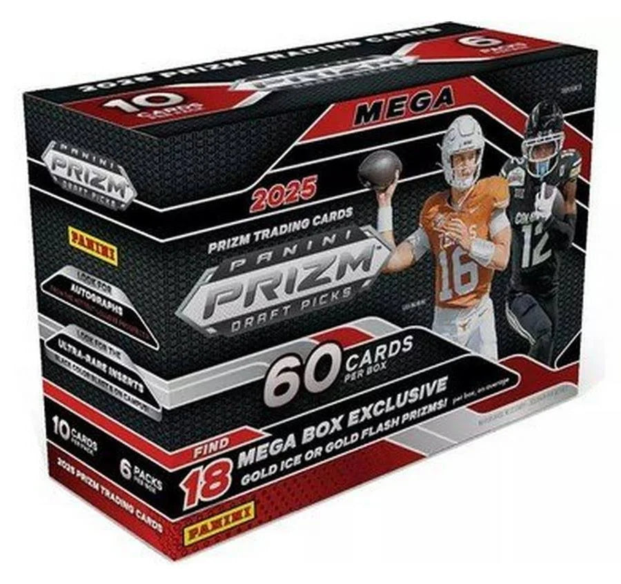 2025 Panini Prizm Draft Picks Football Mega Box with 10 packs and 60 cards