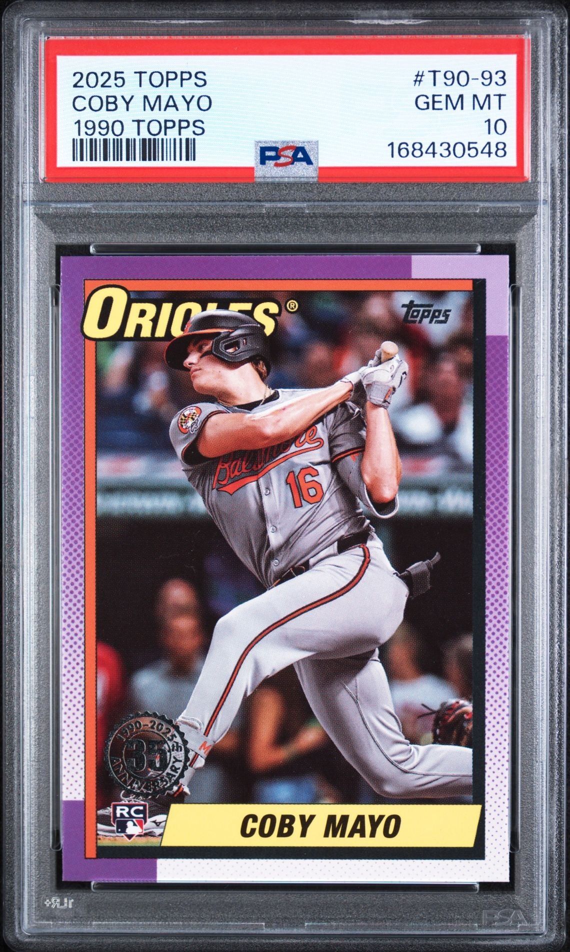 2025 Topps 1990 Topps Coby Mayo PSA 10 slab