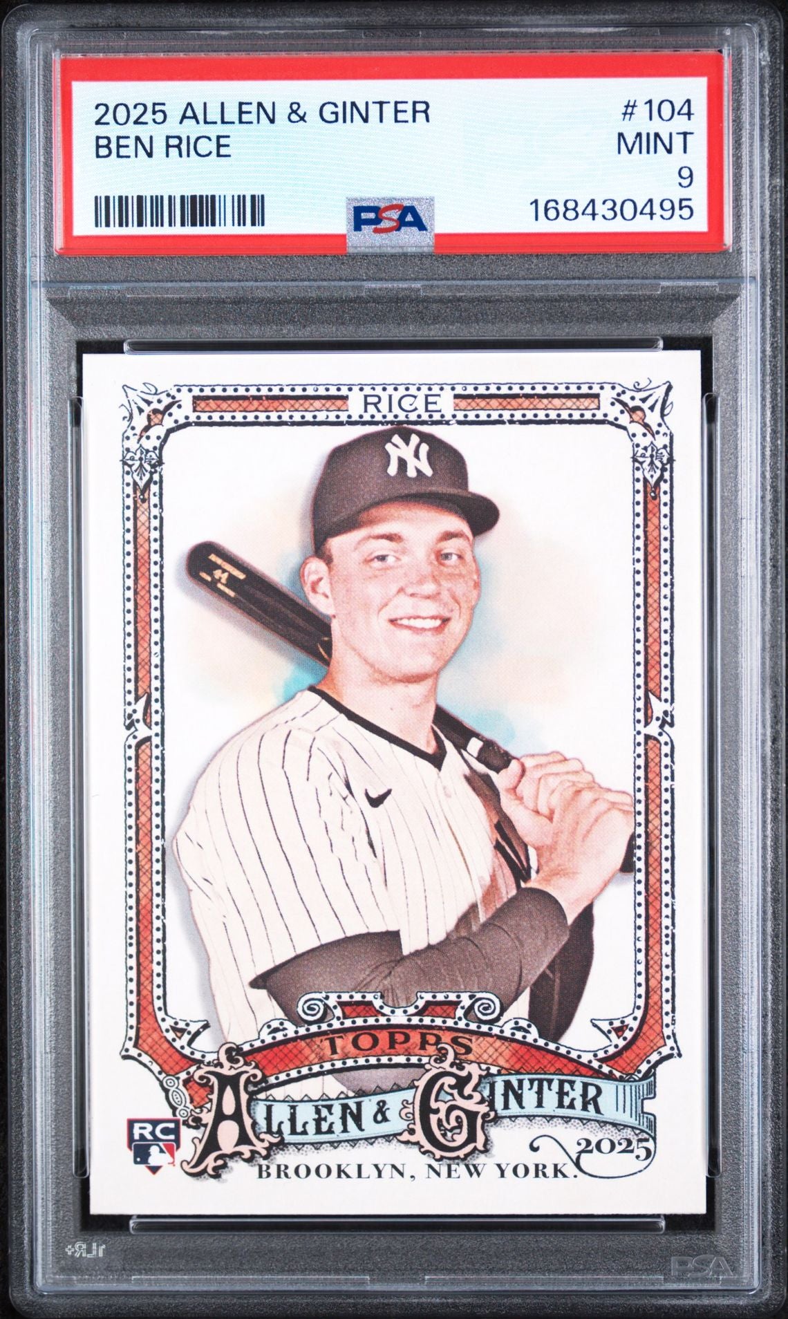 2025 Topps Allen & Ginter #104 Ben Rice RC PSA MINT 9 slab