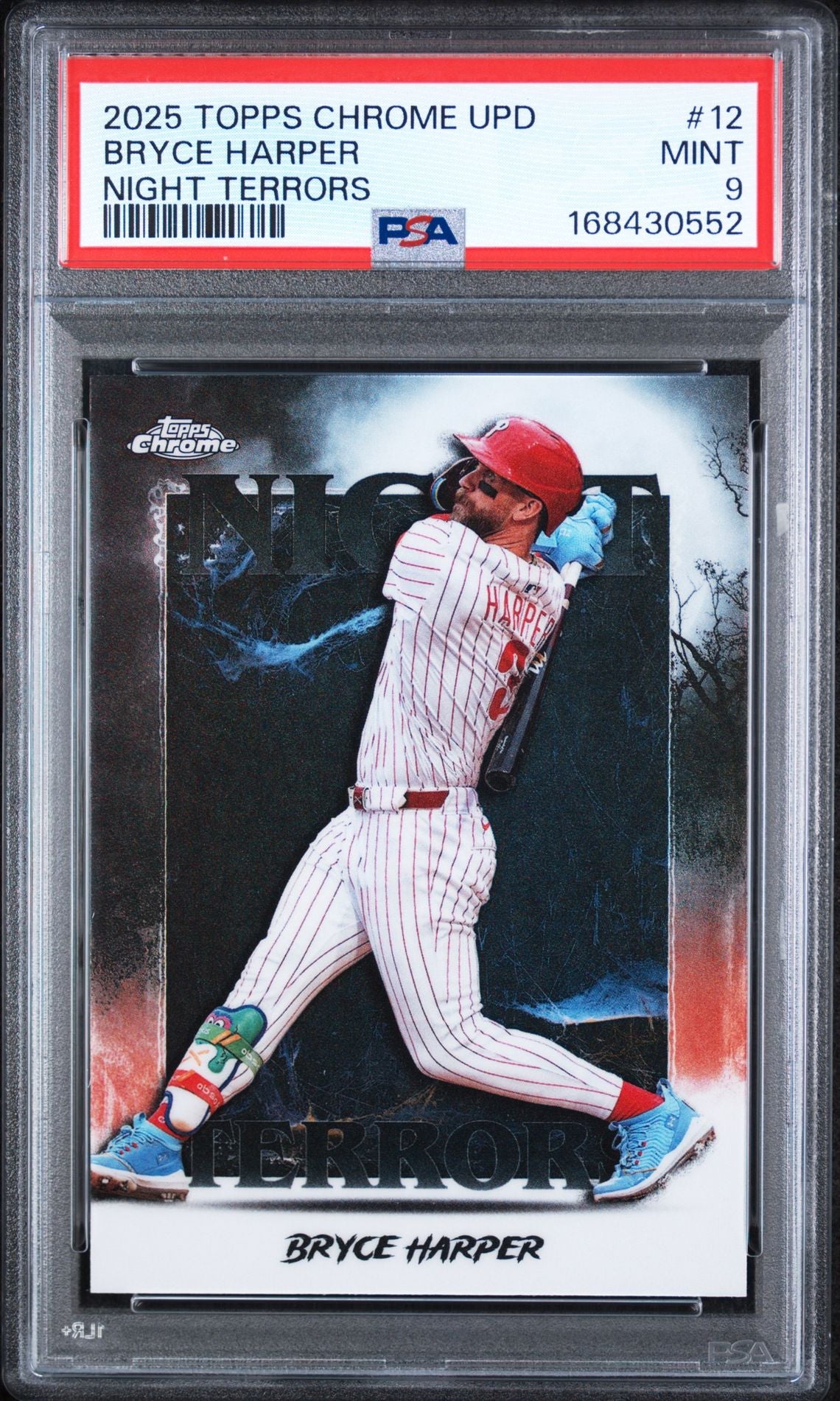 2025 Topps Chrome Night Terrors Bryce Harper PSA 9 slab