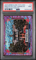 2025 Topps Disneyland 70th Anniversary #72 Pirates of the Caribbean Purple Glitter Foil graded PSA 9 slab