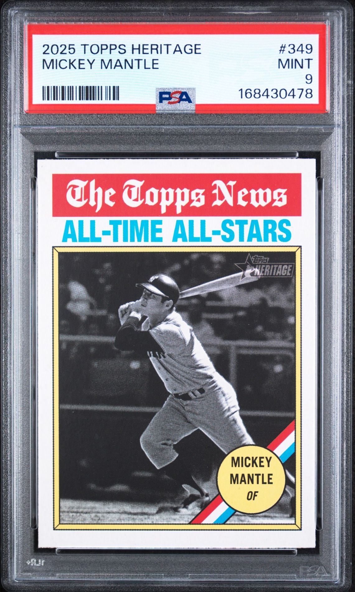 2025 Topps Heritage Mickey Mantle #349 All-Time All-Stars PSA 9 slab